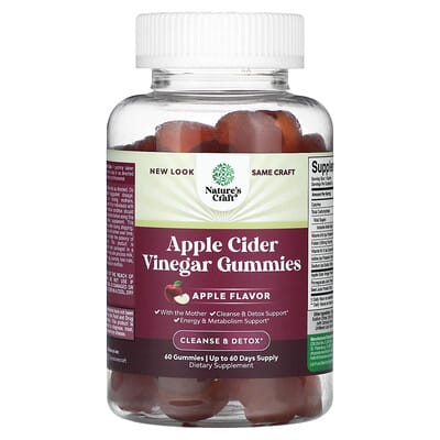 Nature's Craft, Apple Cider Vinegar with Cider Vinegar, 60 Gummies a Day