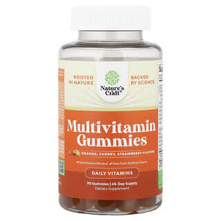 Nature's Craft, Multivitamin Gummies, Orange, Cherry, Strawberry, 90 Gummies
