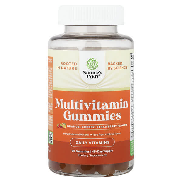 Nature's Craft, Multivitamin Gummies, Orange, Cherry, Strawberry, 90 Gummies — product photo 1