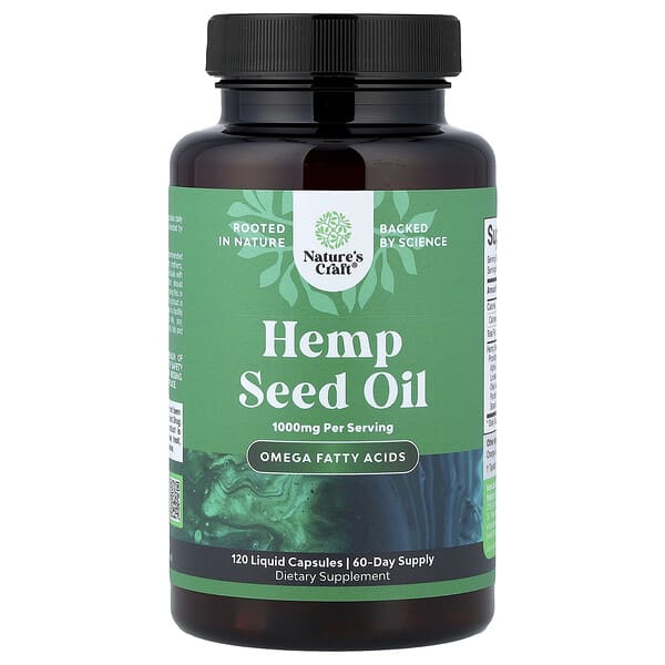 Nature's Craft Hemp Seed Oil, 120 Liquid Capsules (500 mg per Capsule)