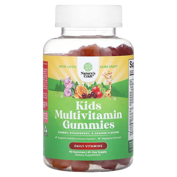 Nature's Craft, Kids Multivitamin Gummies, Cherry, Strawberry, & Orange ...