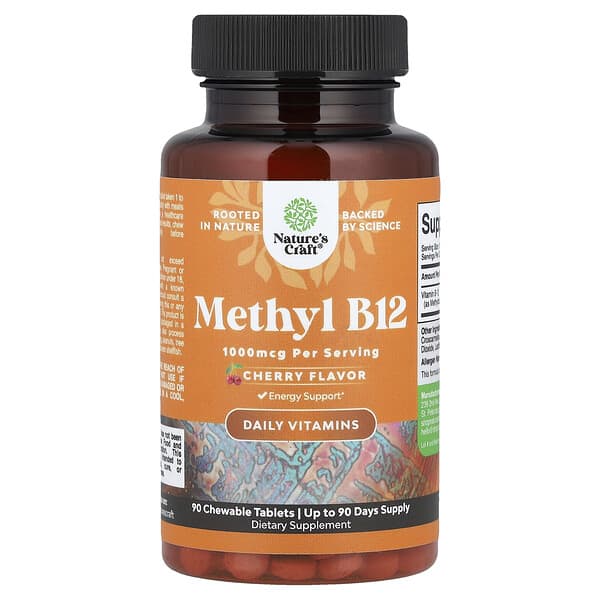 Nature's Craft, Methyl B12, Cherry, 1,000 mcg, 90 Chewable Tablets — product photo 1