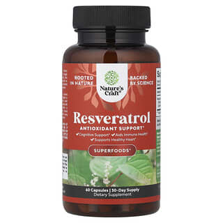 Nature's Craft, Resveratrol, Suporte Antioxidante, 60 Cápsulas (600 mg por Cápsula)