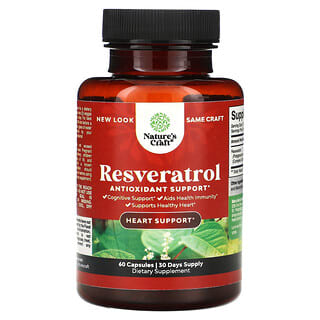 Nature's Craft, Resveratrol, Refuerzo antioxidante, 60 cápsulas