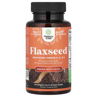 Nature's Craft, Hørfrø, indeholder omega 3, 6 og 9, 60 bløde kapsler