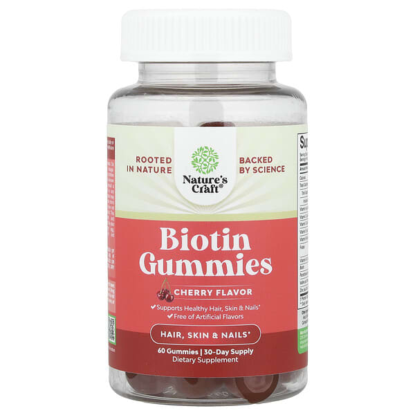 Nature's Craft, Biotin Gummies, Cherry , 60 Gummies — product photo 1