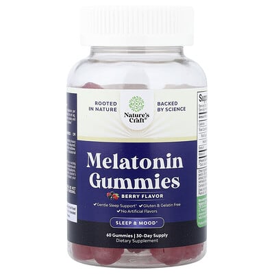 Nature's Craft, Melatonin Gummies, Berry Flavor, 60 Gummies