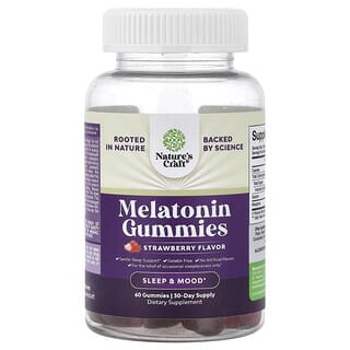 Nature's Craft, Gomitas con melatonina, Fresa, 60 gomitas (2,5 mg por gomita)