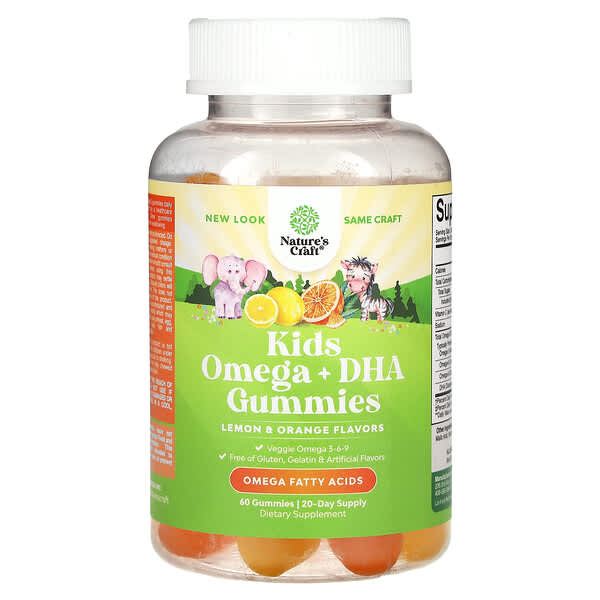 Nature's Craft, 兒童 Omega + DHA 軟糖，檸檬和橙子味，60 粒