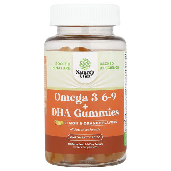 Nature's Craft, Omega 3-6-9 + DHA Gummies, Lemon & Orange, 60 Gummies — product photo 1