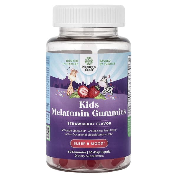 Kids Melatonin Gummies, Strawberry, 60 Gummies