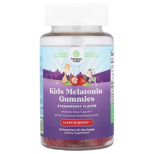 Nature's Craft, Kids Melatonin Gummies, Strawberry, 60 Gummies — product photo 1