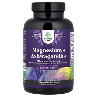 Nature's Craft, Magnésio + Ashwagandha, 90 Comprimidos