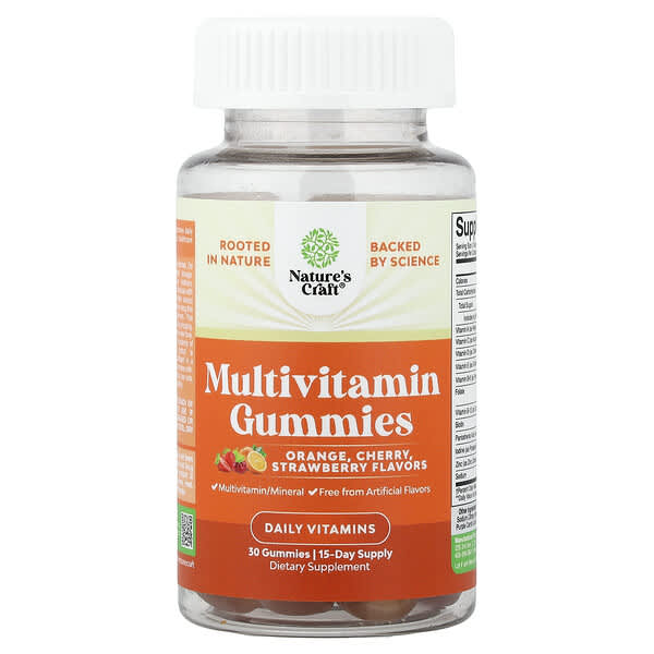 Nature's Craft, Multivitamin Gummies, Orange, Cherry, Strawberry, 30 Gummies — product photo 1