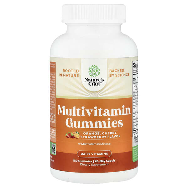 Nature's Craft, Multivitamin Gummies, Orange, Cherry, Strawberry, 180 Gummies — product photo 1