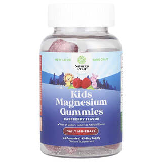 Nature's Craft, Gommes au magnésium pour enfants, Framboise, 45 gommes