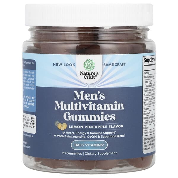 Nature's Craft Men's Multivitamin Gummies, Lemon Pineapple, 90 Gummies