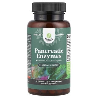 Nature's Craft, Enzimas pancreáticas, 60 cápsulas