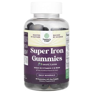 Nature's Craft, Super Iron Gummies, с виноградом, 90 жевательных таблеток