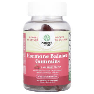 Nature's Craft, Bien-être féminin, Gommes pour l'équilibre hormonal, Framboise, 60 gommes