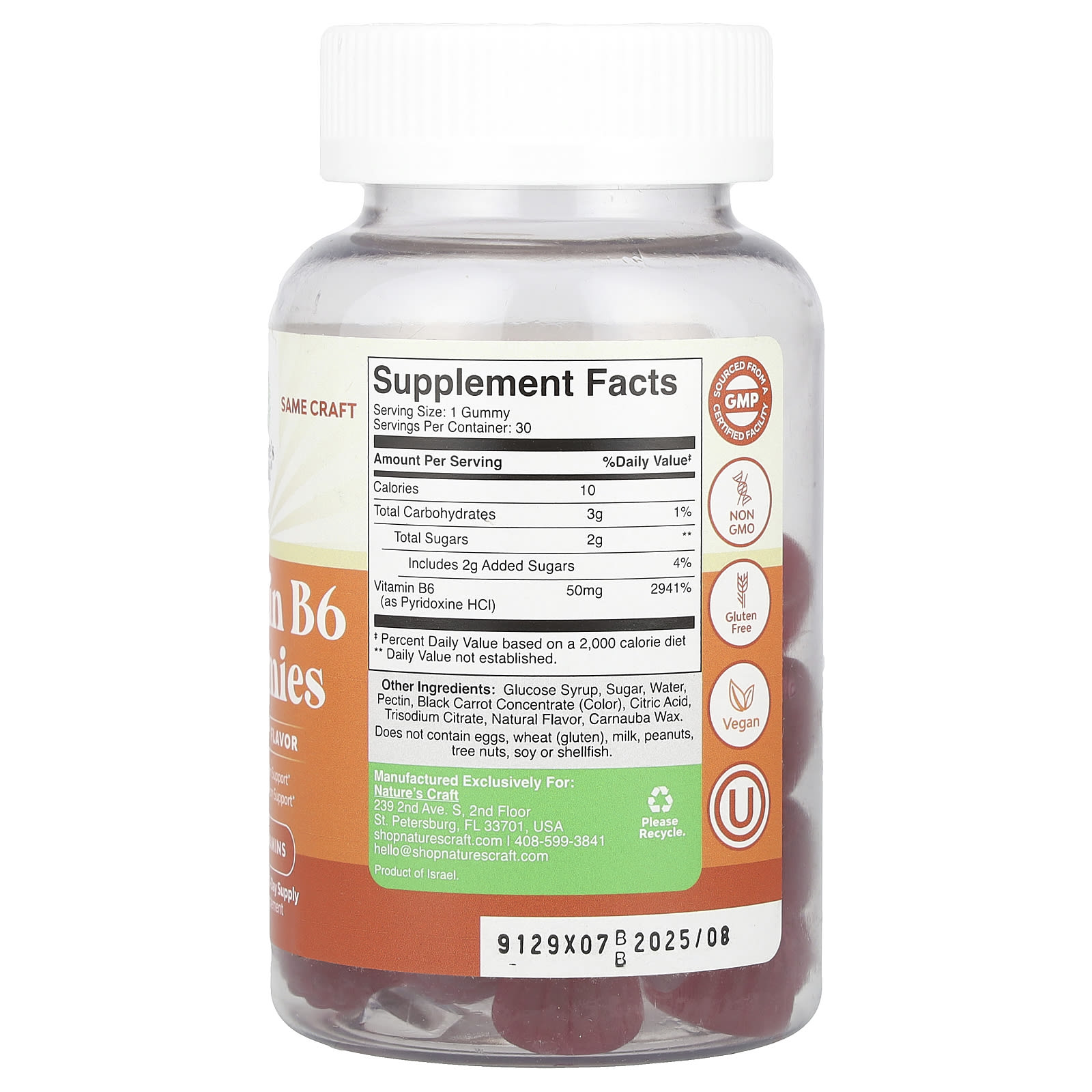 Nature's Craft, Vitamin B6 Gummies, Fruchtgummis mit Vitamin B6, Beere
