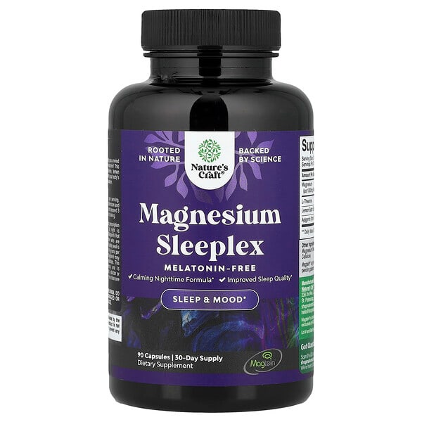 Nature's Craft, Magnesium Sleeplex, Melatonin-Free, 90 Capsules — product photo 1