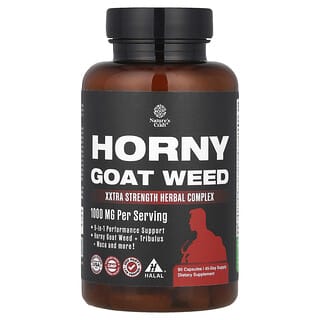 Nature's Craft, Horny Goat Weed, Complejo herbal Xxtra Strength, 1000 mg, 90 cápsulas (500 mg por cápsula)