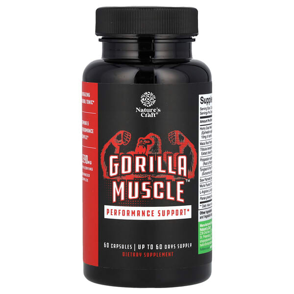 Nature's Craft, Gorilla Muscle™, 운동 능력 지원, 캡슐 60정