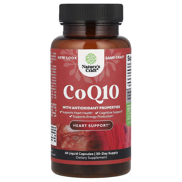 Nature's Craft CoQ10, 60 Liquid Capsules (100 mg per Capsule)