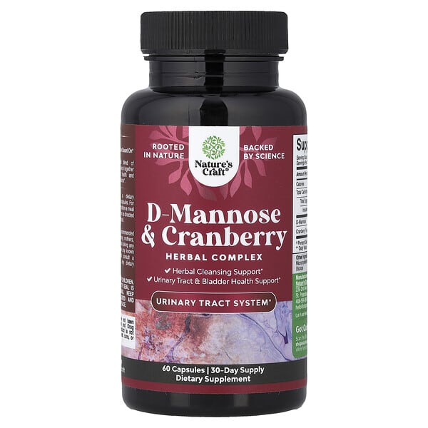 Nature's Craft, D-mannose en cranberry, 60 capsules