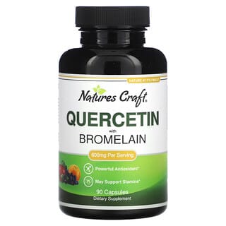 Nature's Craft, Quercétine et bromélaïne, 600 mg, 90 capsules