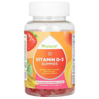 Phytoral, Gomas de Vitamina D-3, Pêssego, Manga e Morango, 60 Gomas