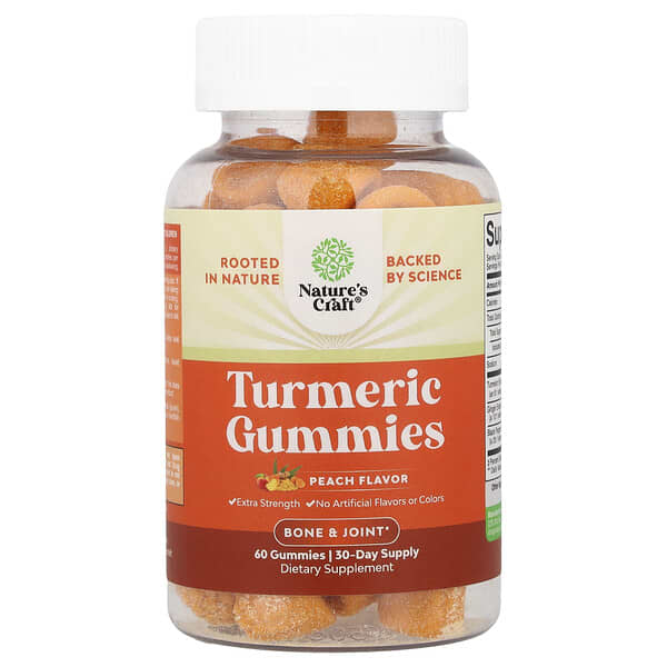 Nature's Craft, Turmeric Gummies, Peach, 60 Gummies — product photo 1