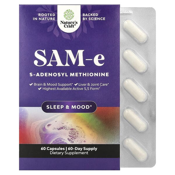 Nature's Craft, SAM-e, 200 mg, 60 Cápsulas