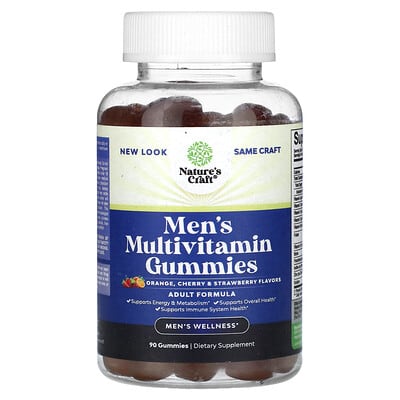 Nature's Craft, Men's Multivitamin Gummies, Orange, Cherry, and Strawberry Flavors, 90 Gummies