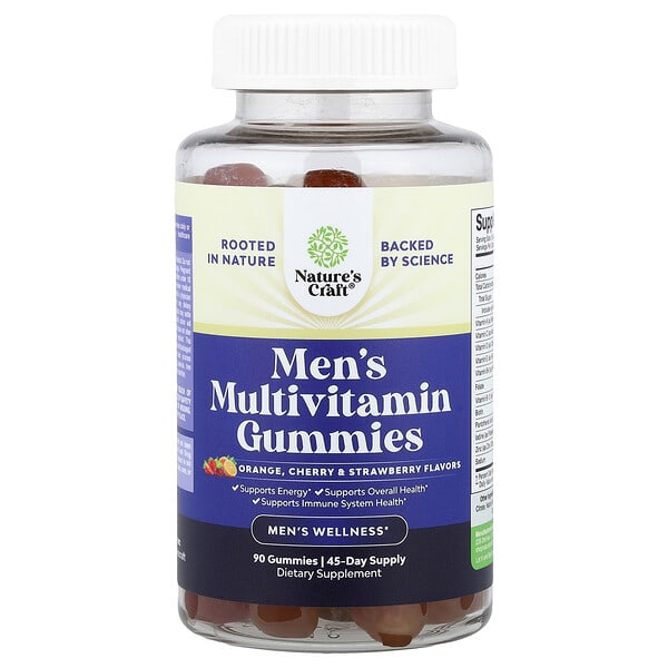 Nature's Craft, Men's Multivitamin Gummies, Orange, Cherry & Strawberry , 90 Gummies — product photo 1