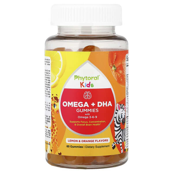 Phytoral, 兒童，Omega + DHA 軟糖，含 Omega 3-6-9，檸檬和橙子味，60 粒