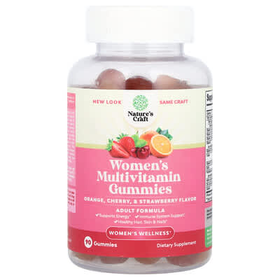 Nature's Craft, Women's Multivitamin Gummies, Orange, Cherry, and Strawberry Flavors, 90 Gummies