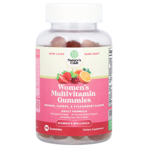 Nature's Craft Women's Multivitamin Gummies, Orange, Cherry, & Strawberry, 90 Gummies