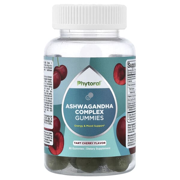 Phytoral Ashwagandha Complex Gummies, Tart Cherry, 60 Gummies