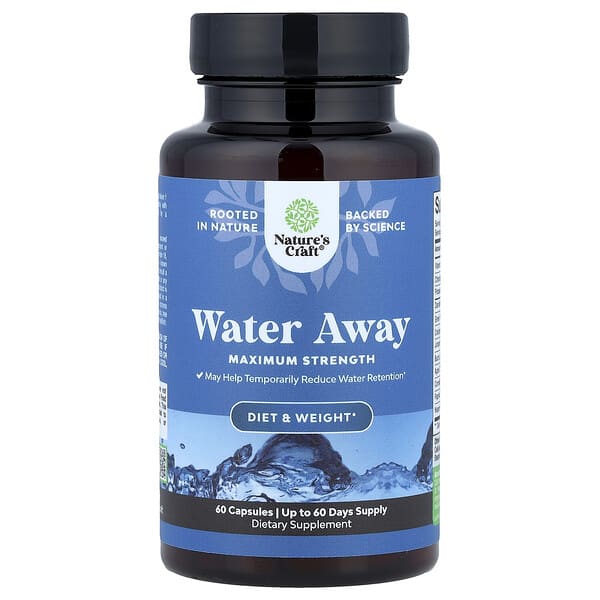 Water Away, Maximum Strength, 60 Capsules