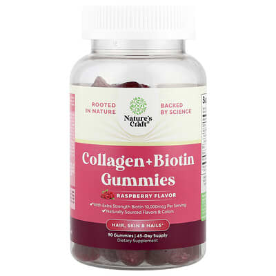 Nature's Craft, Collagen + Biovitamins Gummies, Raspberry, 90 Gummies