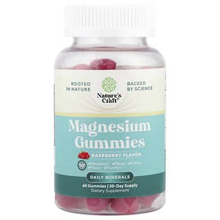 Nature's Craft, Gomitas de magnesio, Sin azúcar, Frambuesa, 60 gomitas