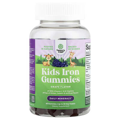 Nature's Craft, Kids' Iron Gummies, Grape Flavor, 60 Gummies