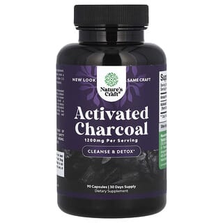 Nature's Craft, Activated Charcoal, 1200 mg, 90 Capsules (400 mg per Capsule)