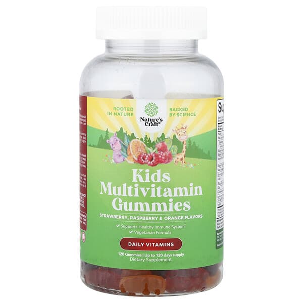 Kids Multivitamin Gummies, Strawberry, Raspberry & Orange, 120 Gummies
