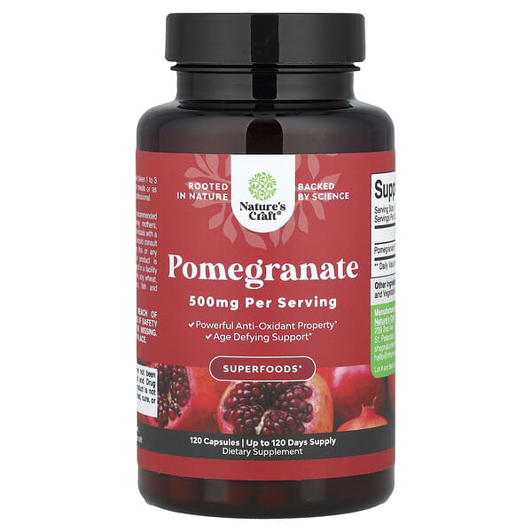 Nature's Craft, Pomegranate, 500 mg, 120 Capsules — product photo 1