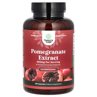 Nature's Craft, Pomegranate Extract, Granatapfelextrakt, 500 mg, 180 Kapseln