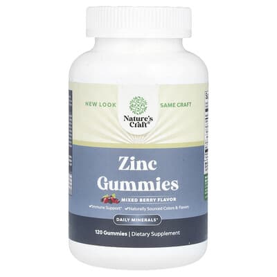 Nature's Craft, Zinc Gummies, Mixed Berry Flavor, 120 Gummies