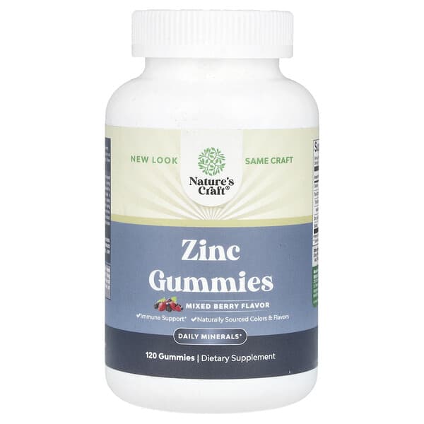 Nature's Craft Zinc Gummies, Mixed Berry, 120 Gummies